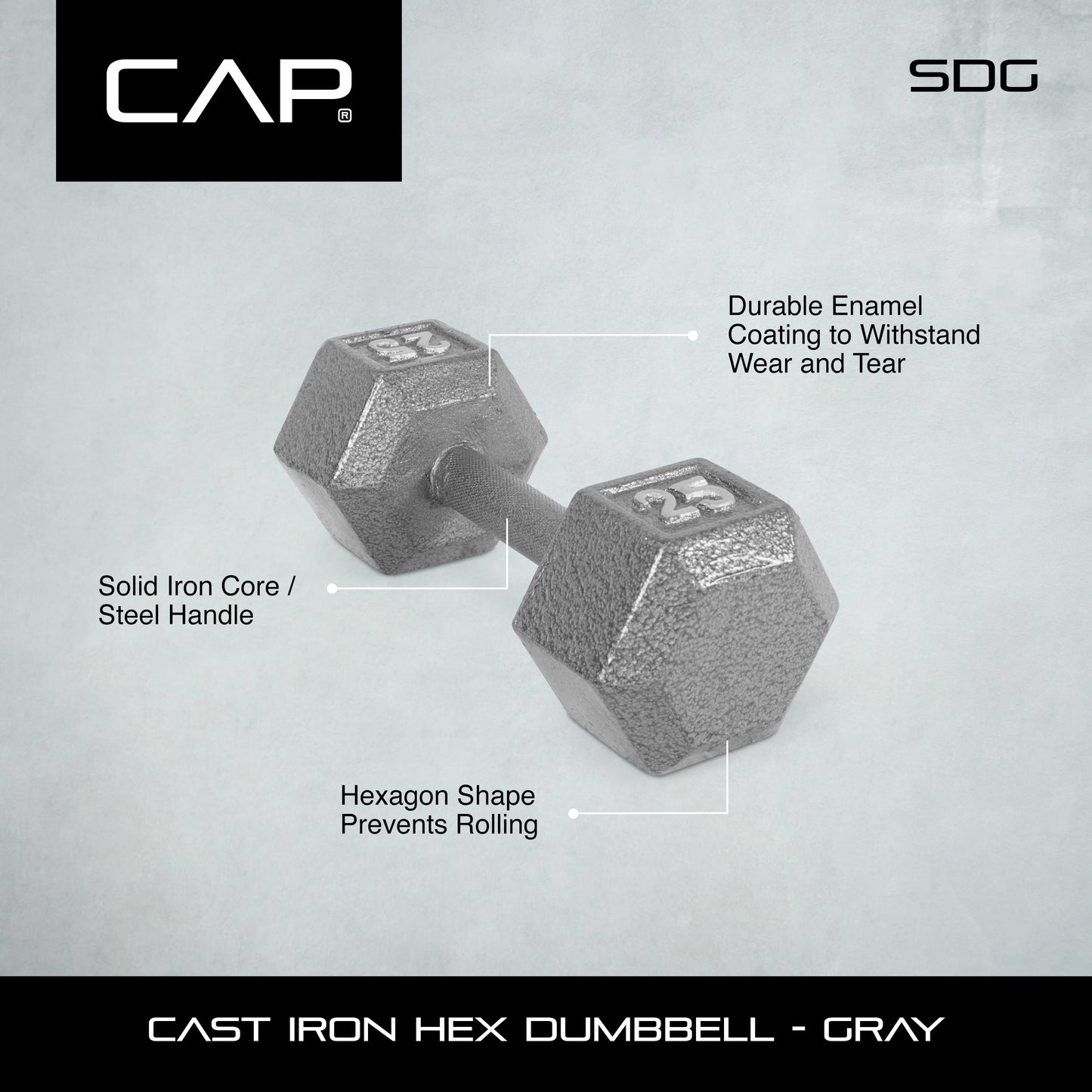 Barbell 20Lb Cast Iron Hex Dumbbell, Single