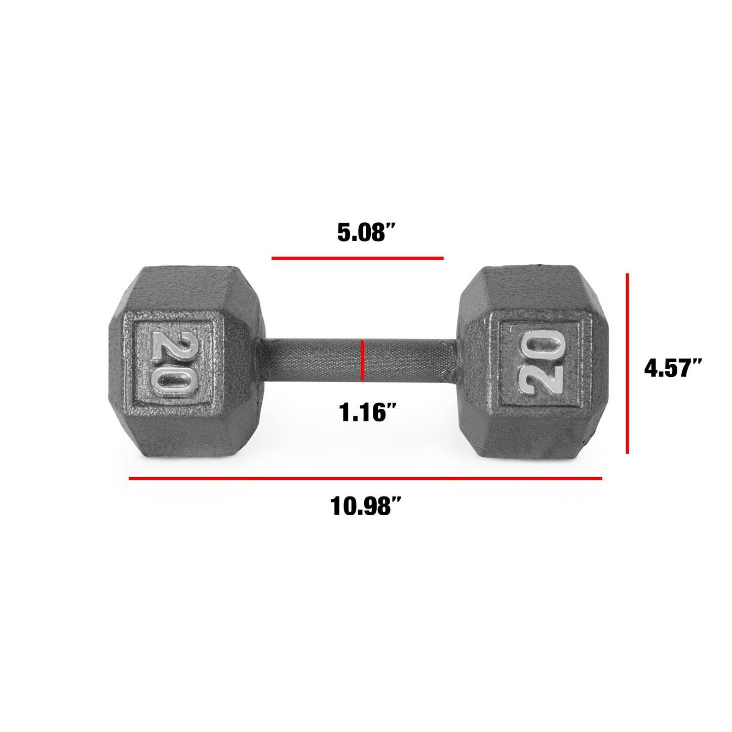 Barbell 20Lb Cast Iron Hex Dumbbell, Single