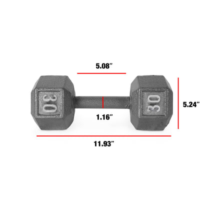 Barbell 30Lb Cast Iron Hex Dumbbell, Single