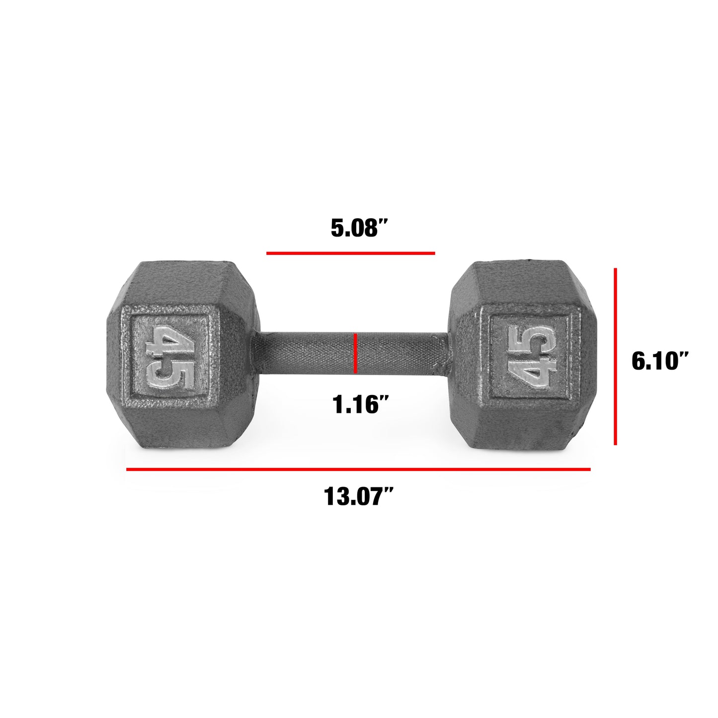 Barbell 45Lb Cast Iron Hex Dumbbell, Single