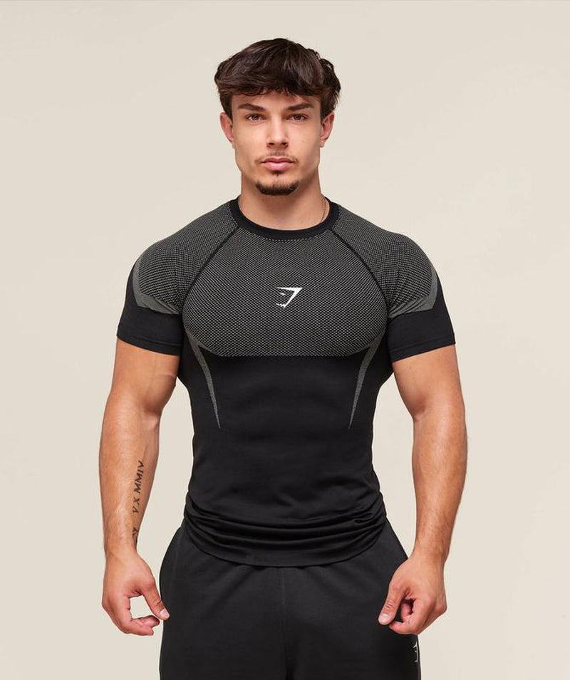 Shark Men'S Short Sleeve Compression Shirt – Cool Dry Athletic Undershirt for Running, Gym & Training