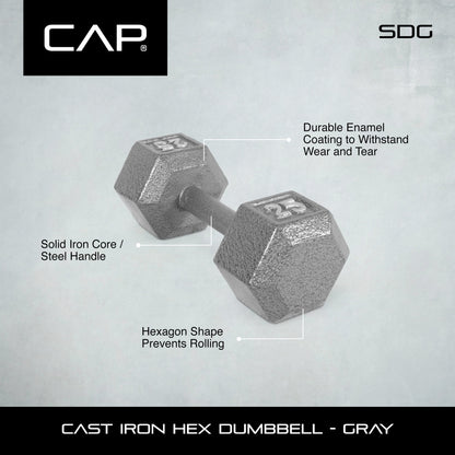 Barbell 20Lb Cast Iron Hex Dumbbell, Single