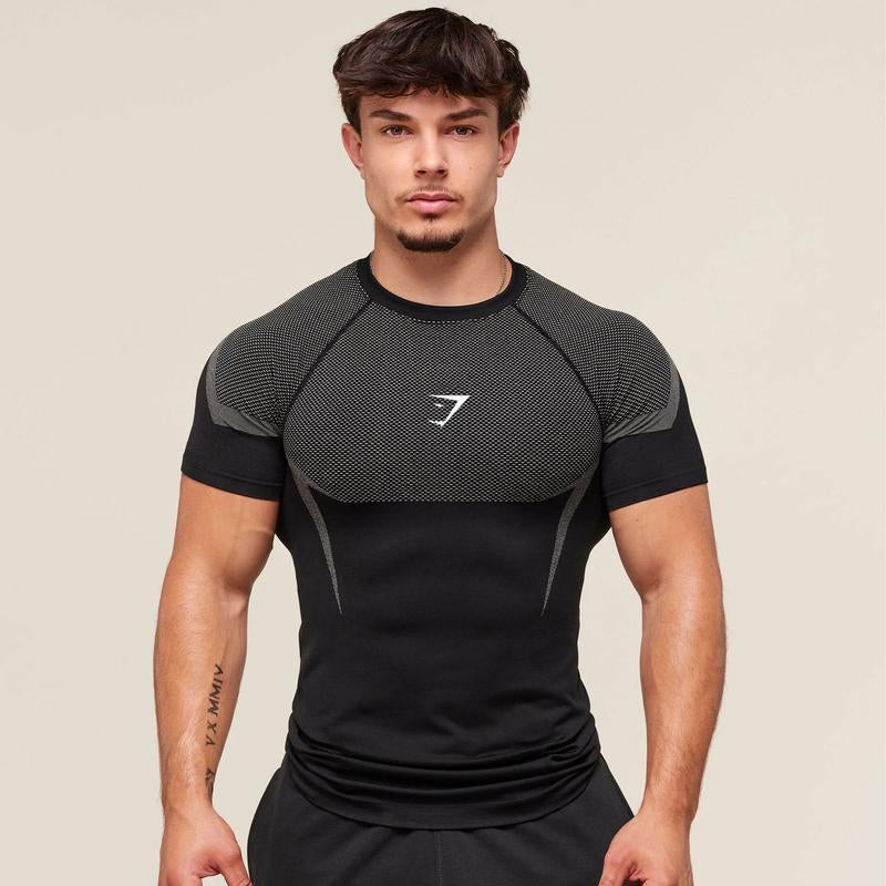 Shark Men'S Short Sleeve Compression Shirt – Cool Dry Athletic Undershirt for Running, Gym & Training