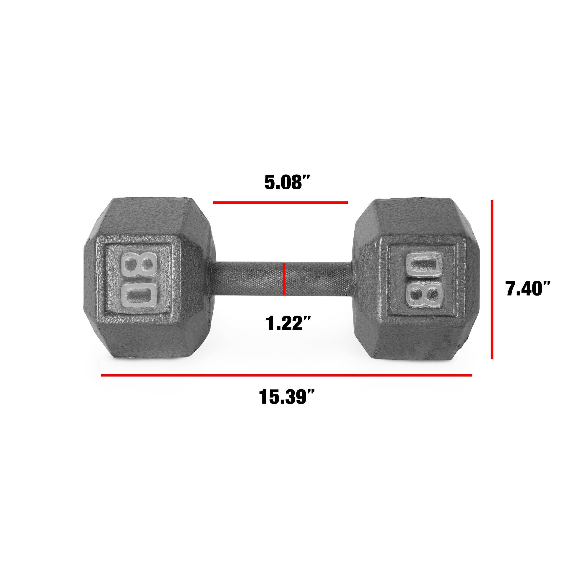 Barbell 80Lb Cast Iron Hex Dumbbell, Single