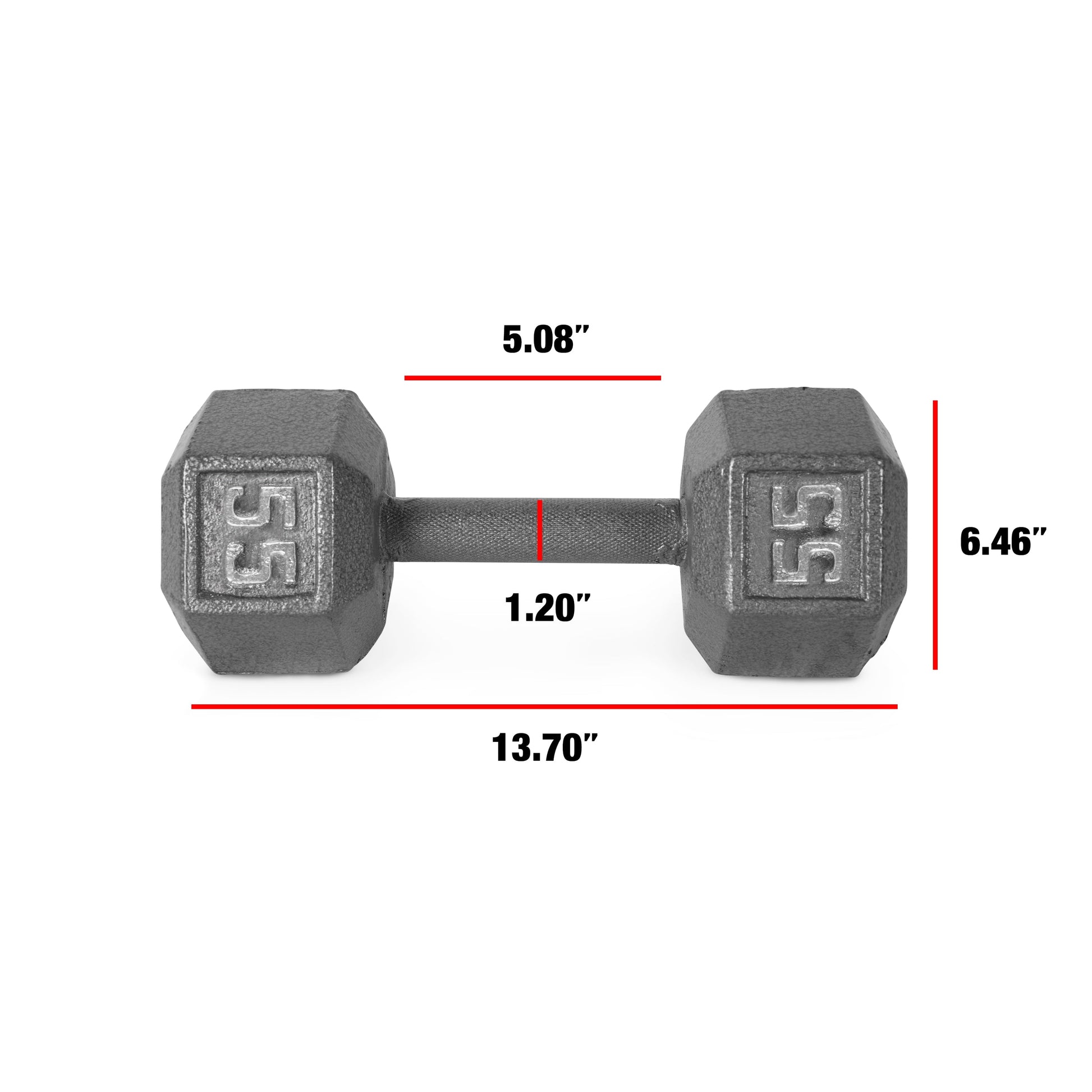 Barbell 55Lb Cast Iron Hex Dumbbell, Single