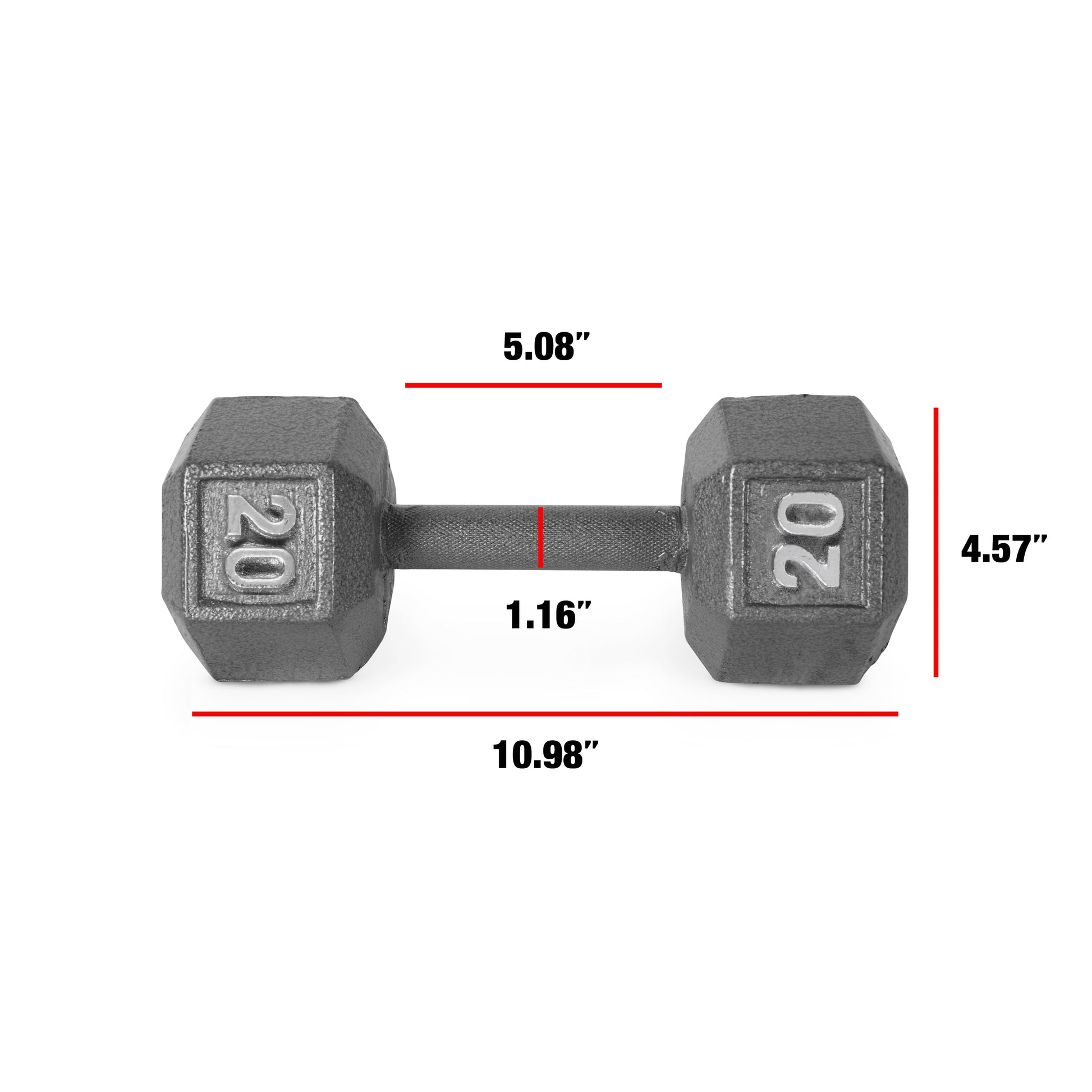 Barbell 20Lb Cast Iron Hex Dumbbell, Single